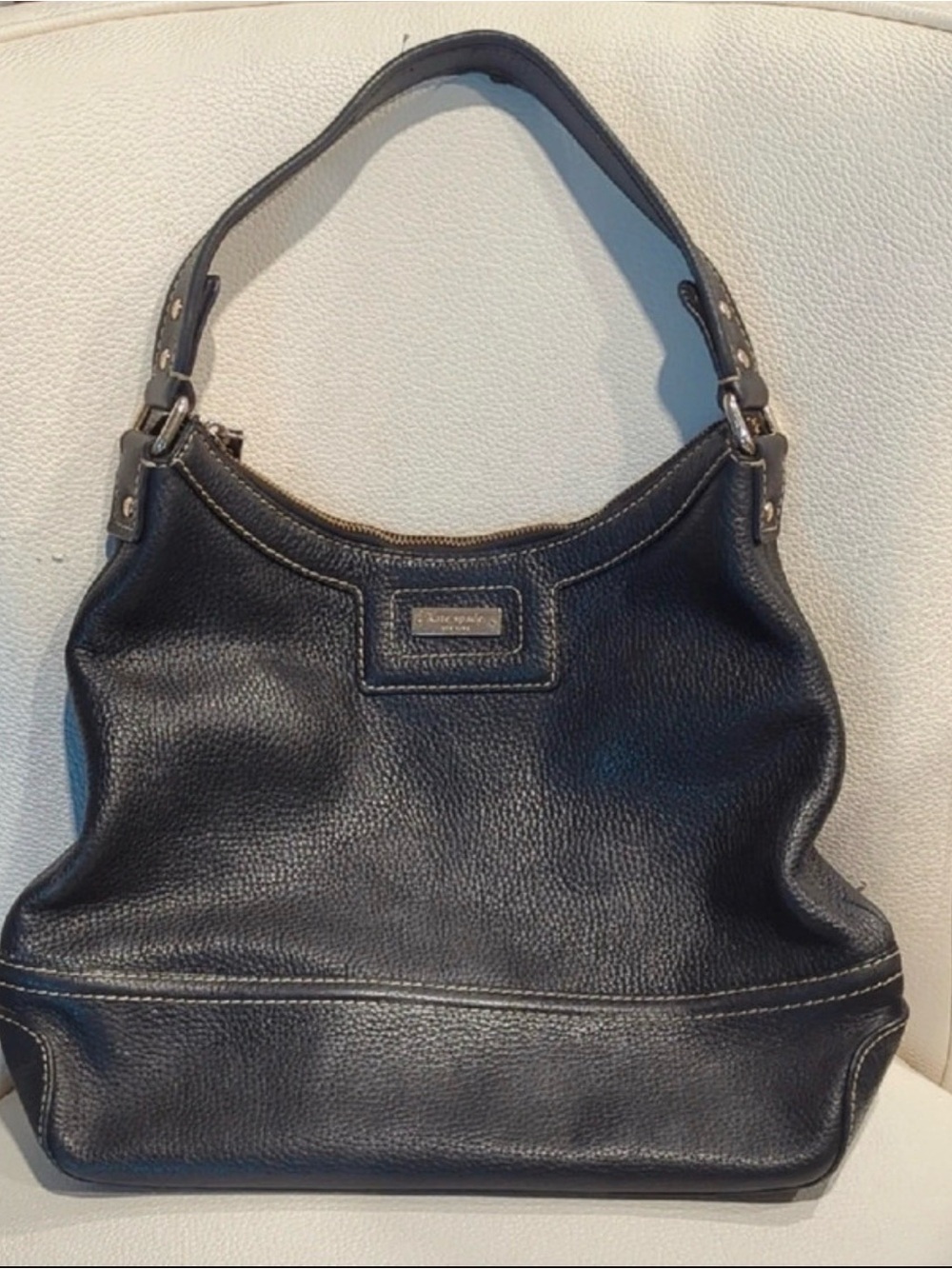 kate spade black pebbled leather shoulder bag